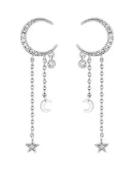 Image of Jon Richard Rhodium Plated Cubic Zirconia Celestial Charm Stud Earrings