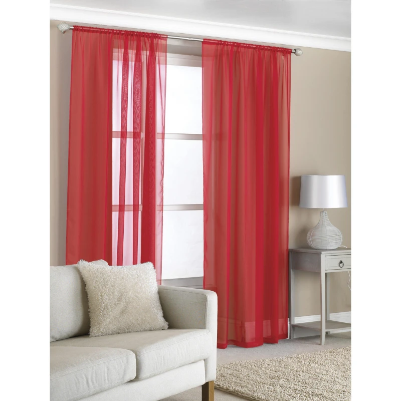 Image of Country Club Voile Curtain Panels 150x114cm -Red Pack of 2 Red unisex 150x114 cm