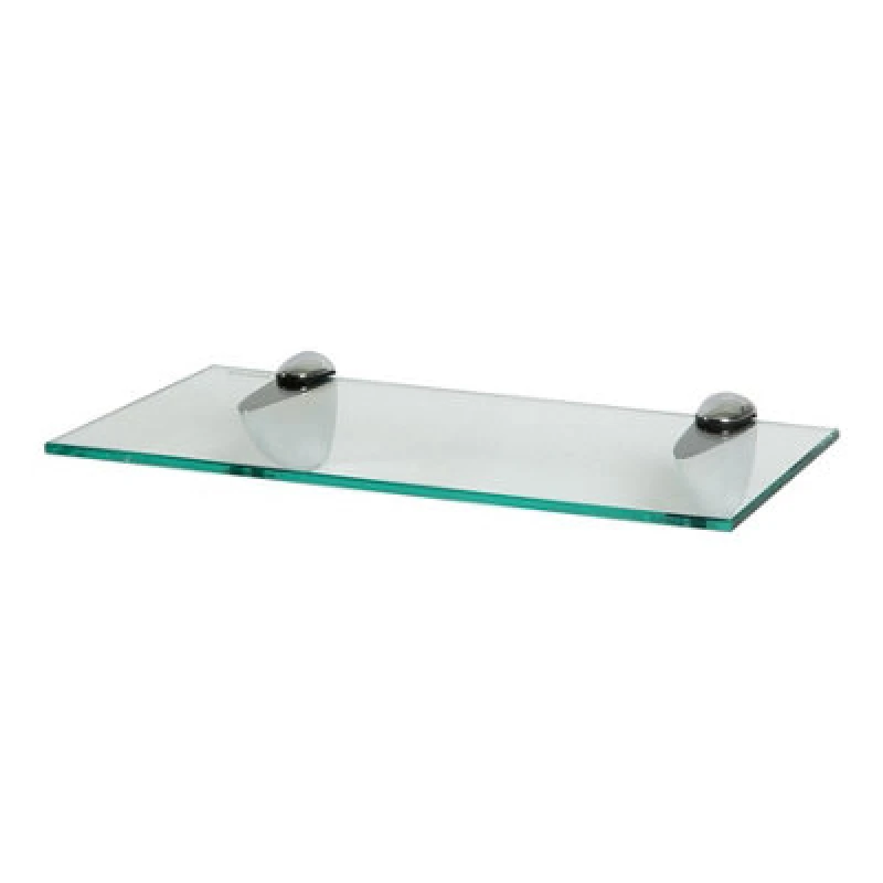Image of Harbour Housewares Floating Glass Shelf - 40Cm - Silver Brackets - Bathroom Shower Storage Vanity Display Unit Shelf