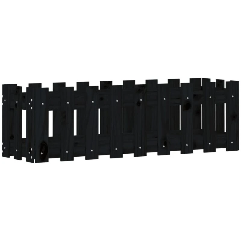 Image of vidaXL Garden Raised Bed w/ Fence Design Black 100x30x30 cm, Black 832474