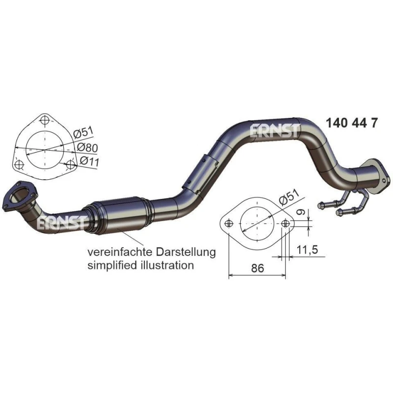 Image of ERNST 140447 Exhaust Pipe Front Exhaust Pipe (17)