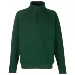 Image of Fruit Of The Loom Mens Zip Neck Sweatshirt (XL) (Bottle Green)