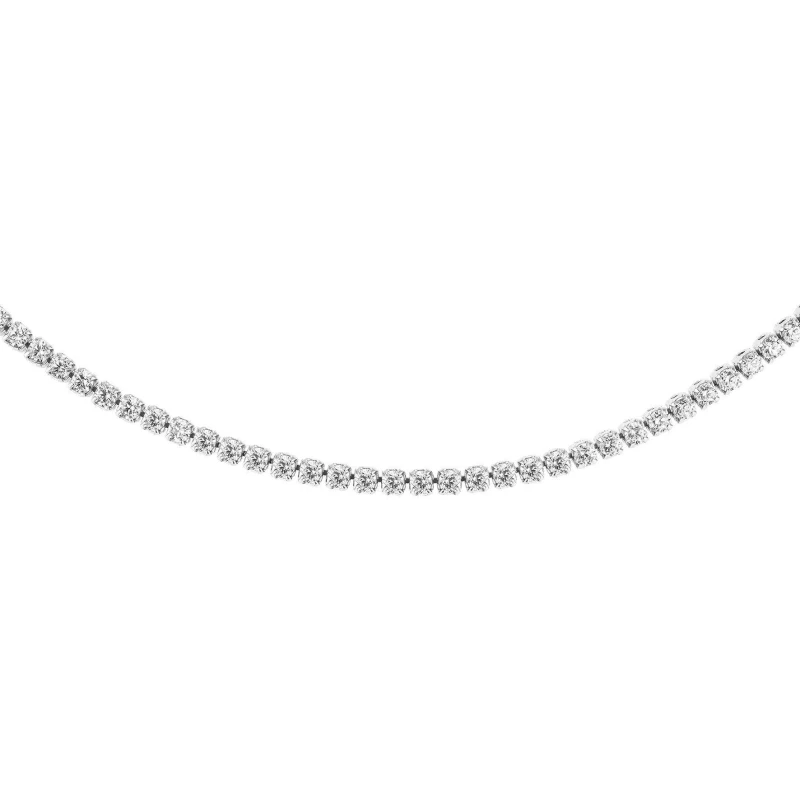 Image of Be You 9ct White Gold CZ Flexible Tennis Necklace White Gold female 16in