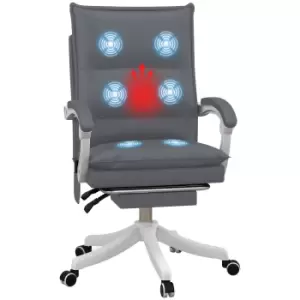 Image of Vinsetto Vibration Massage Office Chair w/ Heat, Faux Leather Computer Chair w/ Footrest, Armrest, Reclining Back, Double-tier Padding, Grey