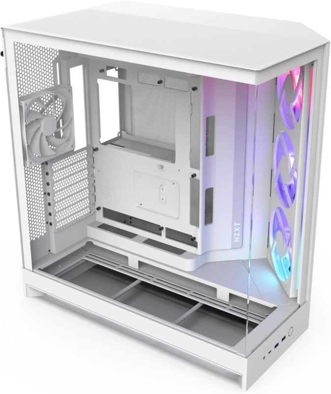 Image of NZXT H9 Air Flow (2025) Large Dual-Chamber White RGB Mid Tower Case - CM-H92FW-R1