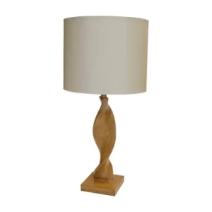 Image of Abia Table Lamp Oak Effect Resin, Natural Linen Shade