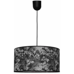 Image of Helam Abba Cylindrical Pendant Ceiling Light Black, Silver 40cm
