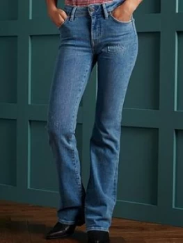 Image of Superdry Mid Rise Slim Flare Jeans - Light Blue, Size 26, Inside Leg 31, Women