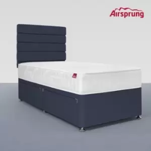 Image of Airsprung Single 2 Drawer Divan Bed with Hybrid Mattress - Midnight Blue