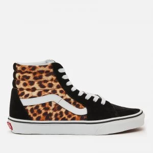 Image of Vans Womens Leopard Sk8 Hi-Top Trainers - Black/True White - UK 5