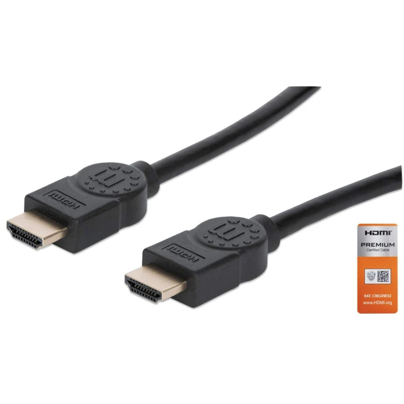 Image of Manhattan Manhattan HDMI Cable with Ethernet 4K@60Hz (Premium High Speed) 5m Male to Male Black Equivalent to HDMM5MP 4K Ultra HD x 2k Fully Shielded