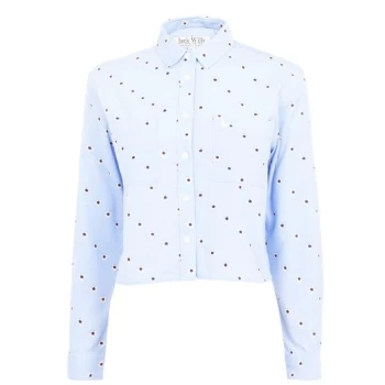 Image of Jack Wills Glydebourne Cropped Shirt - Pale Blue
