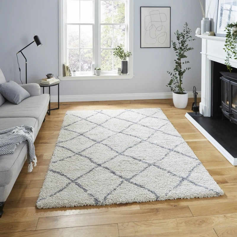 Image of Think Rugs Scandi Berber Cream Rug-Rectangle 060 x 120 cm/Polyester-Plain Shaggy G257 SCBG257CRGR1622