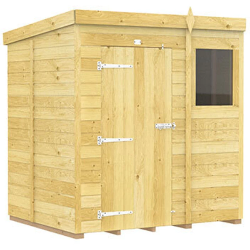 Image of Flat Pack Sheds DIY Sheds 6 x 5 Pent Shed, Brown 6X5PFF