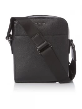 Image of Michael Kors Harrison crossgrain small crossbody bag Black