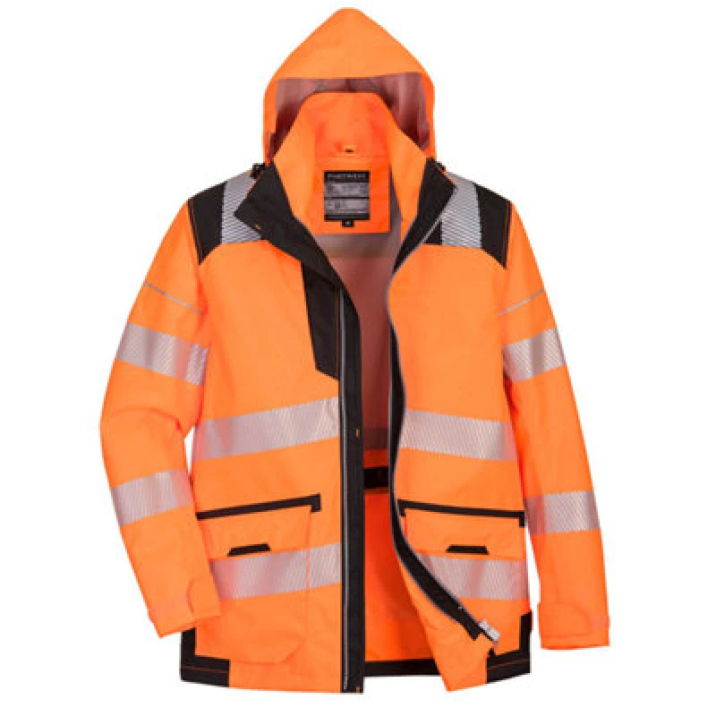 Image of Oxford Weave 300D Class 3 PW3 Hi Vis 5 in 1 Jacket PW367OBR4XL Colour: Orange / Black