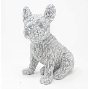 Image of Lesser & Pavey Silver Sparkle Diamante Glitter Sitting French Bulldog Ornament