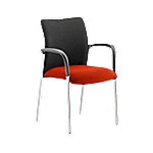 Image of Visitor Chair Academy Black Fabric Back With Tabasco Red Seat With Arms