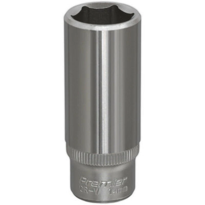 Image of Loops 14mm Forged Steel Deep Drive Socket 1/4" Square Drive Chrome Vanadium Socket Metallics