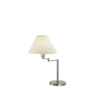 Image of Hilton Lifestyle Fabric Tapered Shade Table Light Matt Nickel, 1x E27