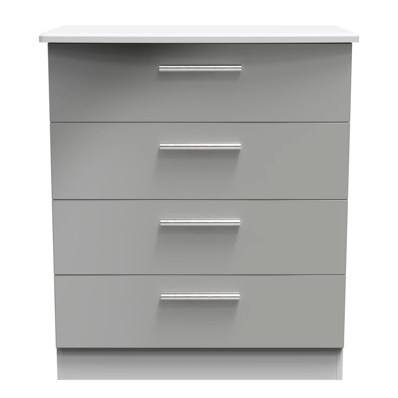 Image of Harrow 4 Drawer Chest In Grey Gloss (Ready Assembled)