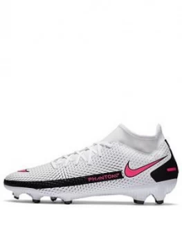 Image of Nike Mens Phantom Gt Academy Df Firm Ground Football Boot, White/Pink, Size 6, Men