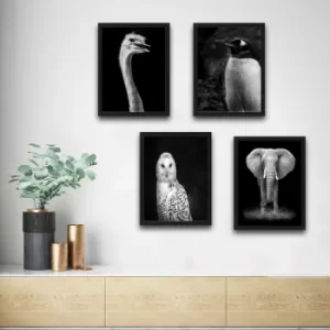 Image of Elephant Set Multicolor Decorative Framed Painting (4 Pieces)
