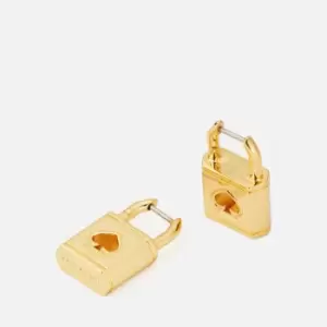 Image of Kate Spade New York Womens Lock and Spade Hoops - Gold