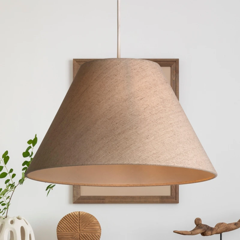Image of Lighting Collection Natural 38Cm Linen Coolie Shade Tc Liner, Cream 701758