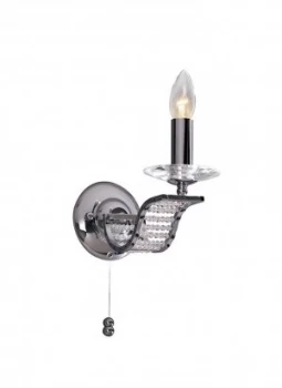 Image of Wall Lamp Switched 1 Candle Light Polished Chrome, Crystal