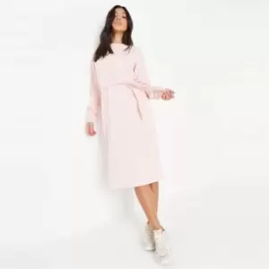 Image of Missguided Belted Sweater Midaxi Dress - Pink
