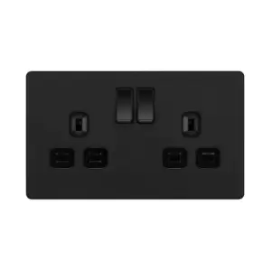 Image of BG Evolve Matt Black Double Switched 13A Power Socket - PCDMB22B
