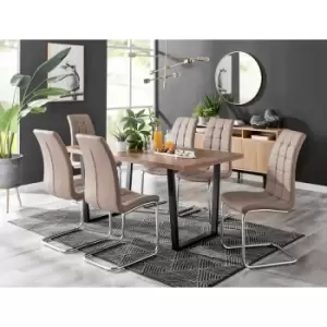 Image of Kylo Brown Wood Effect Dining Table & 6 Cappuccino Murano Chairs - Cappuccino