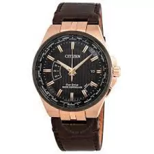 Image of Citizen CB0168-08E Mens World Perpetual A-T Brown Leather Watch