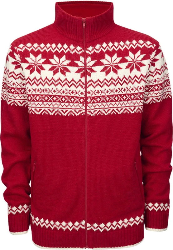 Image of Brandit Norweger Zip Pullover, white-red, Size XL for Men
