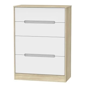 Image of Robert Dyas Barquero Ready Assembled 4-Drawer Deep Chest - Pine/White Gloss
