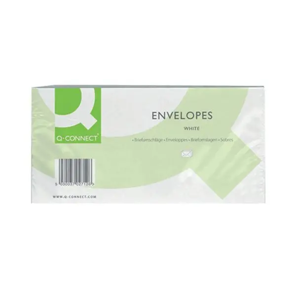 Image of Q-Connect Q-Connect DL Envelopes Window Peel and Seal 100gsm White (Pack of 500) KF03000 KF03000