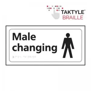 Image of Male Changing’ Sign; Self Adhesive Taktyle; White 300mm x
