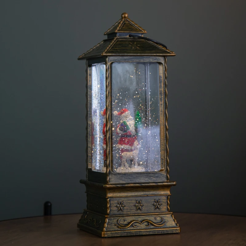 Image of 29cm Battery Operated Light up Christmas Water Spinner with Rotating Santa & LEDs