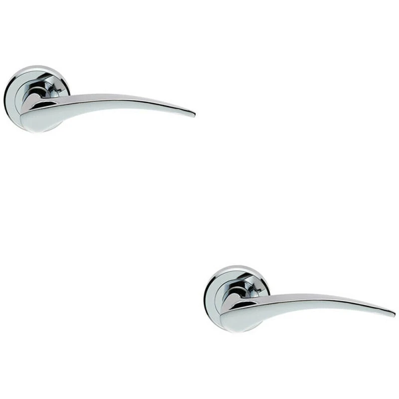 Image of Loops 2x PAIR Arched Tapered Handle on Round Rose Concealed Fix Polished Chrome Multi