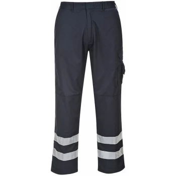 Image of S917 - Navy Sz L Regular Leg Iona Safety Combat Work Trousers HI-Vis - Portwest