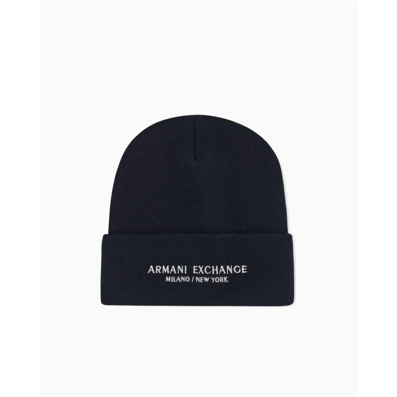 Image of Armani Exchange Mens Beanie Navy male Mens