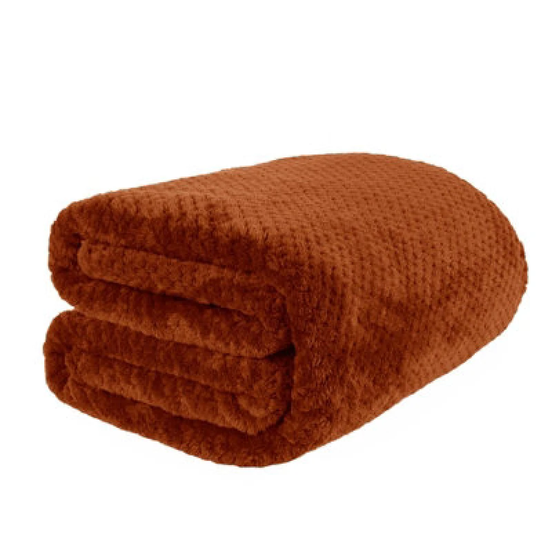 Image of OHS OHS Luxury Large Waffle Honeycomb Mink Warm Throw in Burnt Orange Size: 150cm x 200cm Burnt Orange 150cm x 200cm Unisex 5027434168590