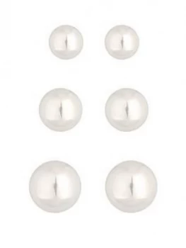 Image of Mood Mood Pack Of Three Silver Plated Pearl Three Pack Stud Earrings