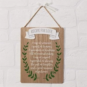 Image of Love Story Recipe For Love Plaque