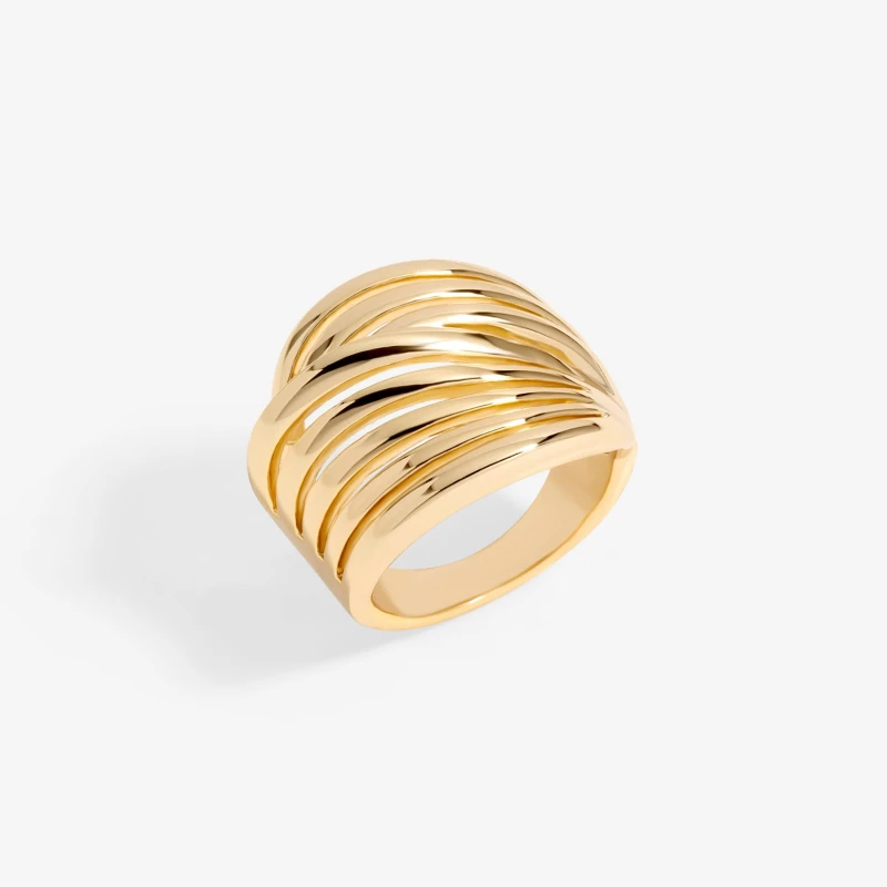 Image of Jon Richard Gold Plated Polished Statement Ring Jewellery Sets One Size Gold 72804410000