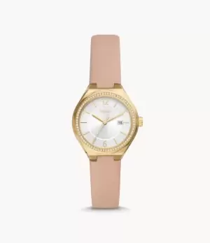 Image of Fossil Women Eevie Three-Hand Date Pink Leather Watch
