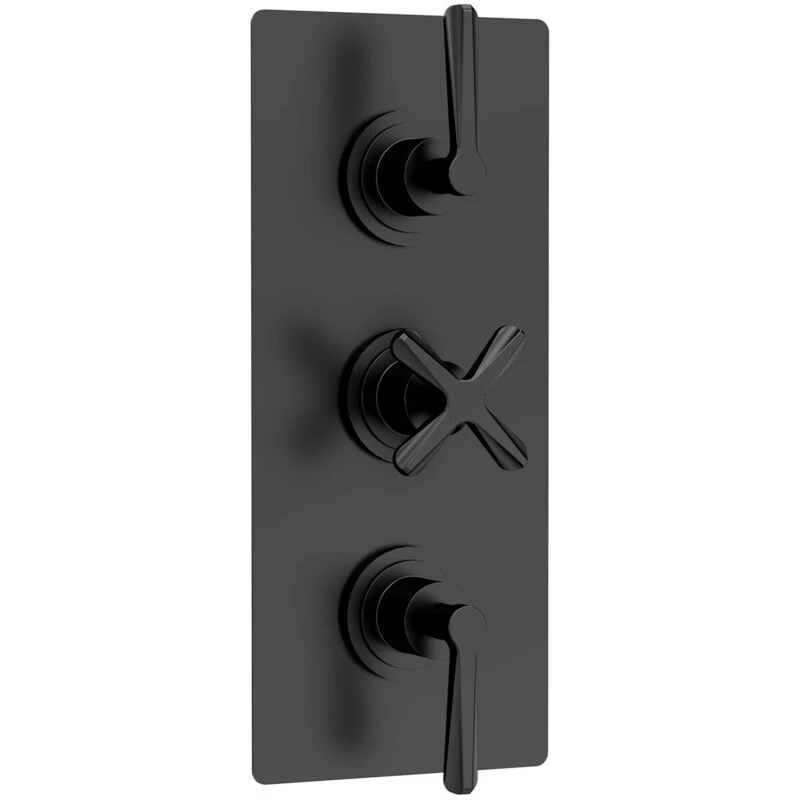 Image of nuie Aztec Triple Thermostatic Concealed Shower Valve with Diverter - 3 Outlet - Black CLL4023