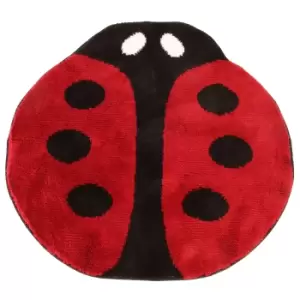 Image of Eurobano Ladybird Shaped Area Mat/Rug (80cm x 80cm) (Red)