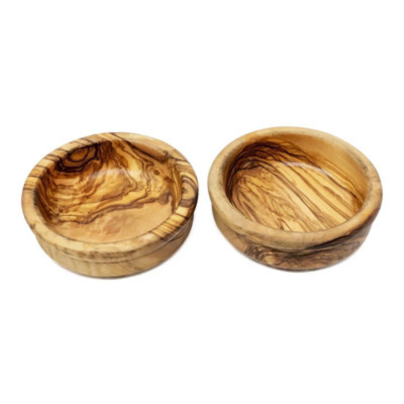 Image of Verano Spanish Ceramics Olive Wood Natural Grained Rustic Kitchen Dining Set of 2 Tapas Bowls (Diam) 12cm Natural